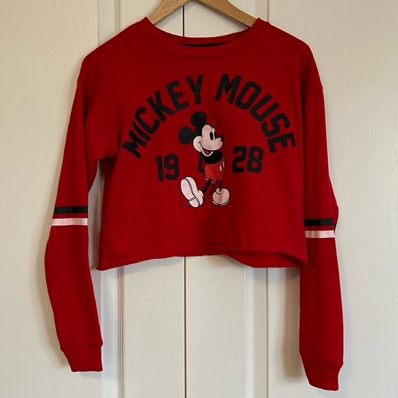 Disney Mickey Mouse Cropped Sweater Sz S - Picture 1 of 4